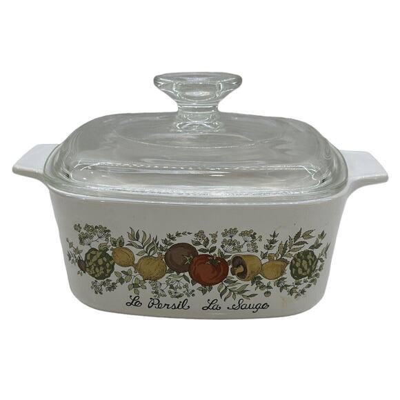 VIntage Corning Ware Le Persil La Sauge Spice of Life 1.5 Qt A-1 1/2-B With Lid - Picture 1 of 11